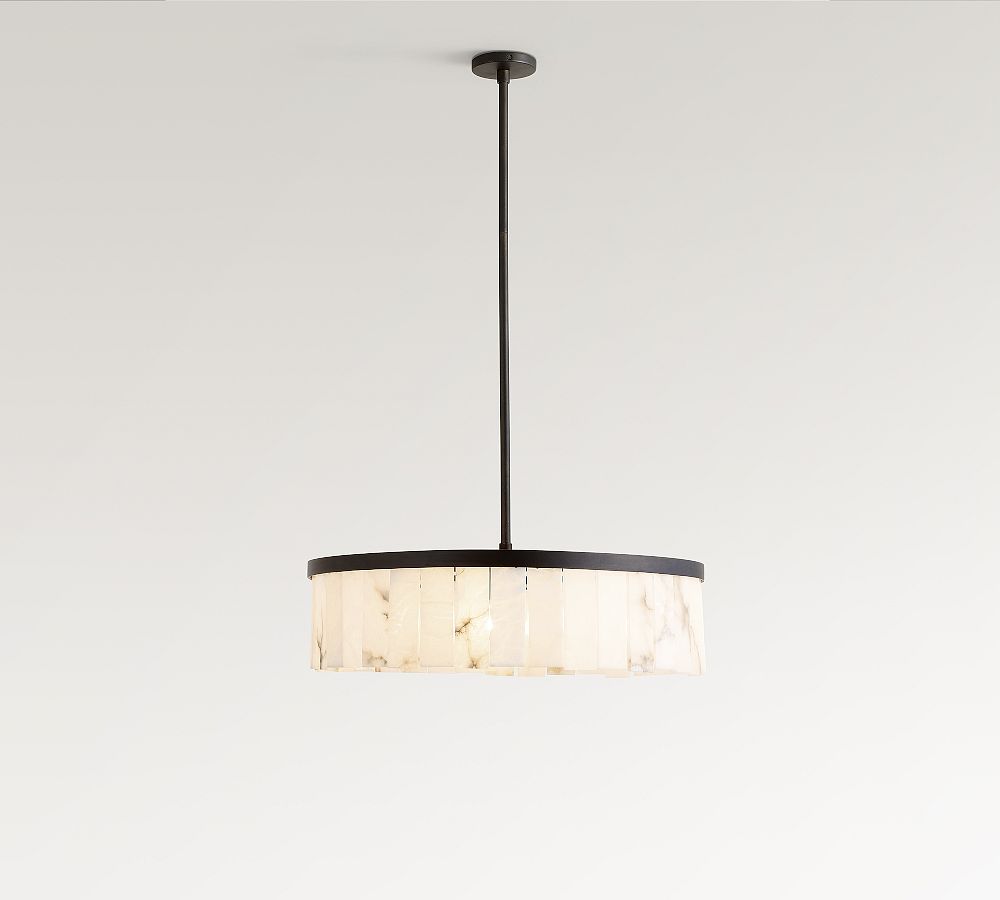 Windham Alabaster Tile Round Chandelier (30