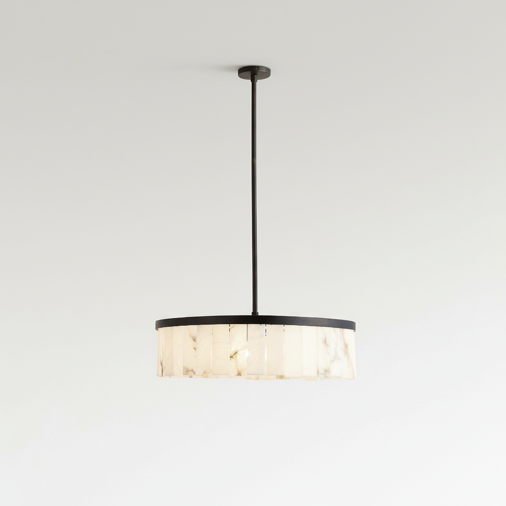 Windham Alabaster Tile Round Chandelier (30