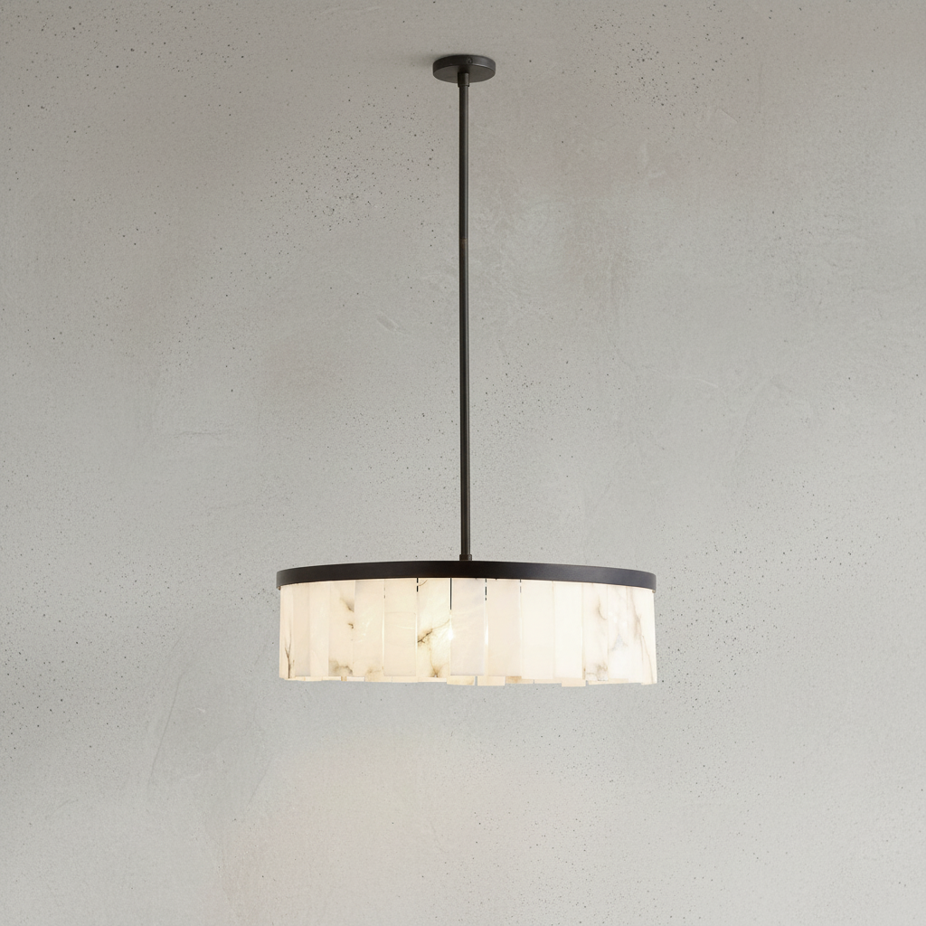 Windham Alabaster Tile Round Chandelier (30