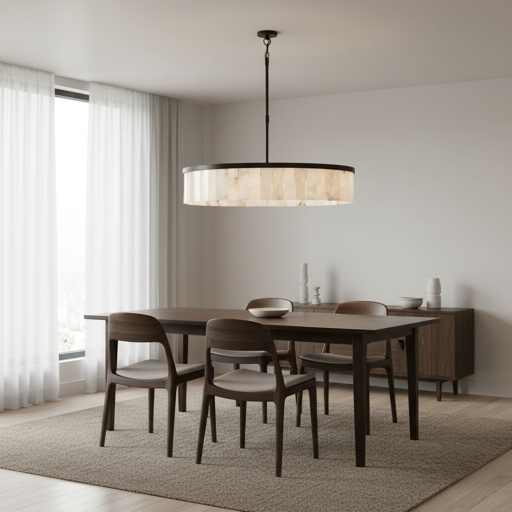 Windham Alabaster Tile Round Chandelier (30