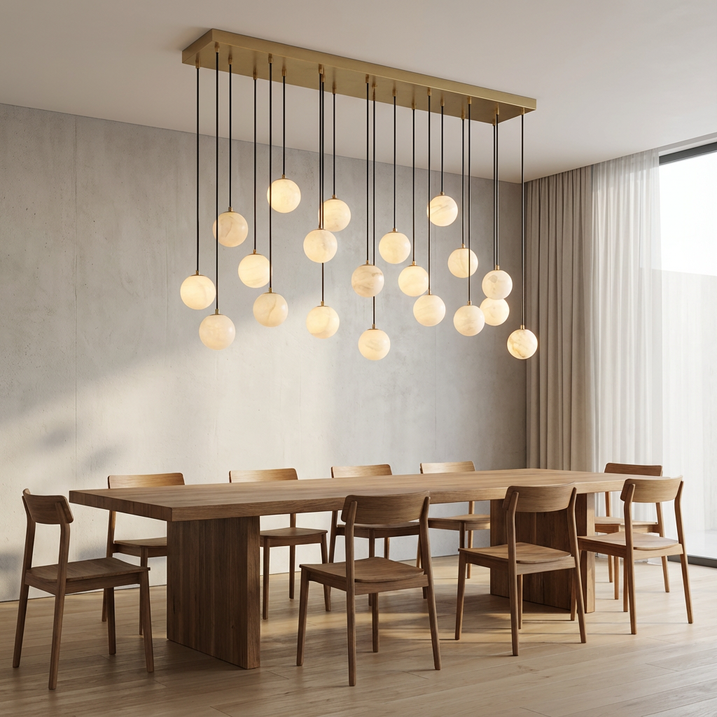 Raina Alabaster Linear Multi Globe Chandelier (46")