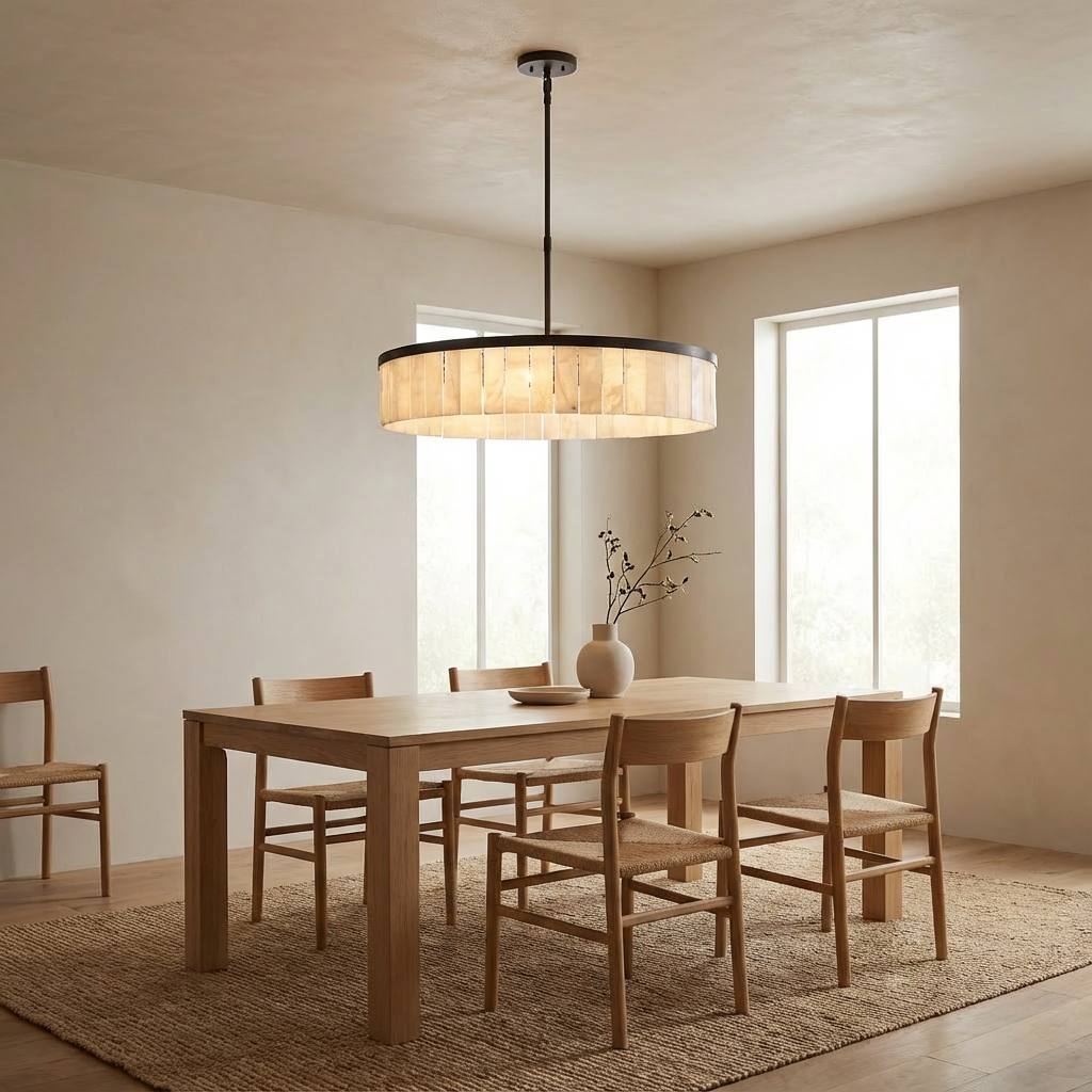 Windham Alabaster Tile Round Chandelier (30"-42")