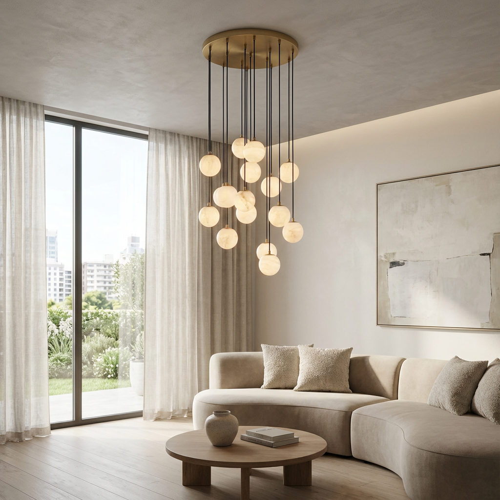 Raina Alabaster Multi Globe Chandelier (19")