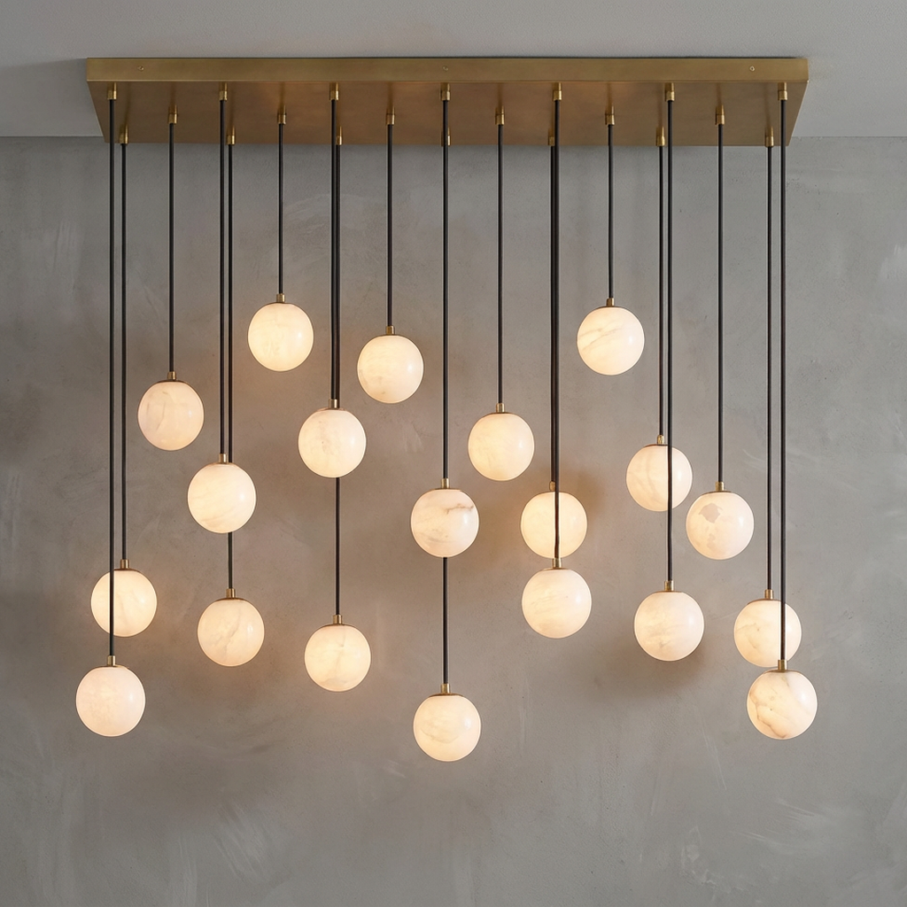 Raina Alabaster Linear Multi Globe Chandelier (46")