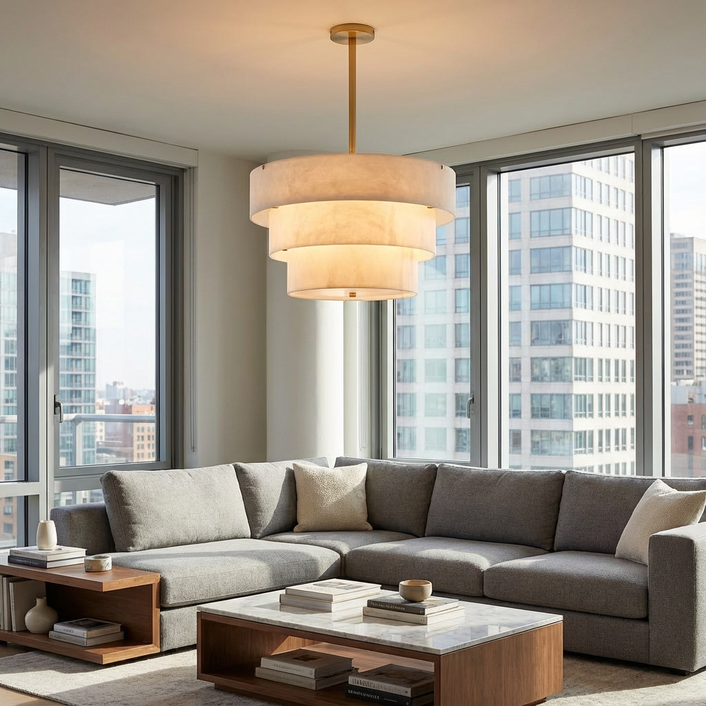 Windham Alabaster 3 Tier Chandelier (35")