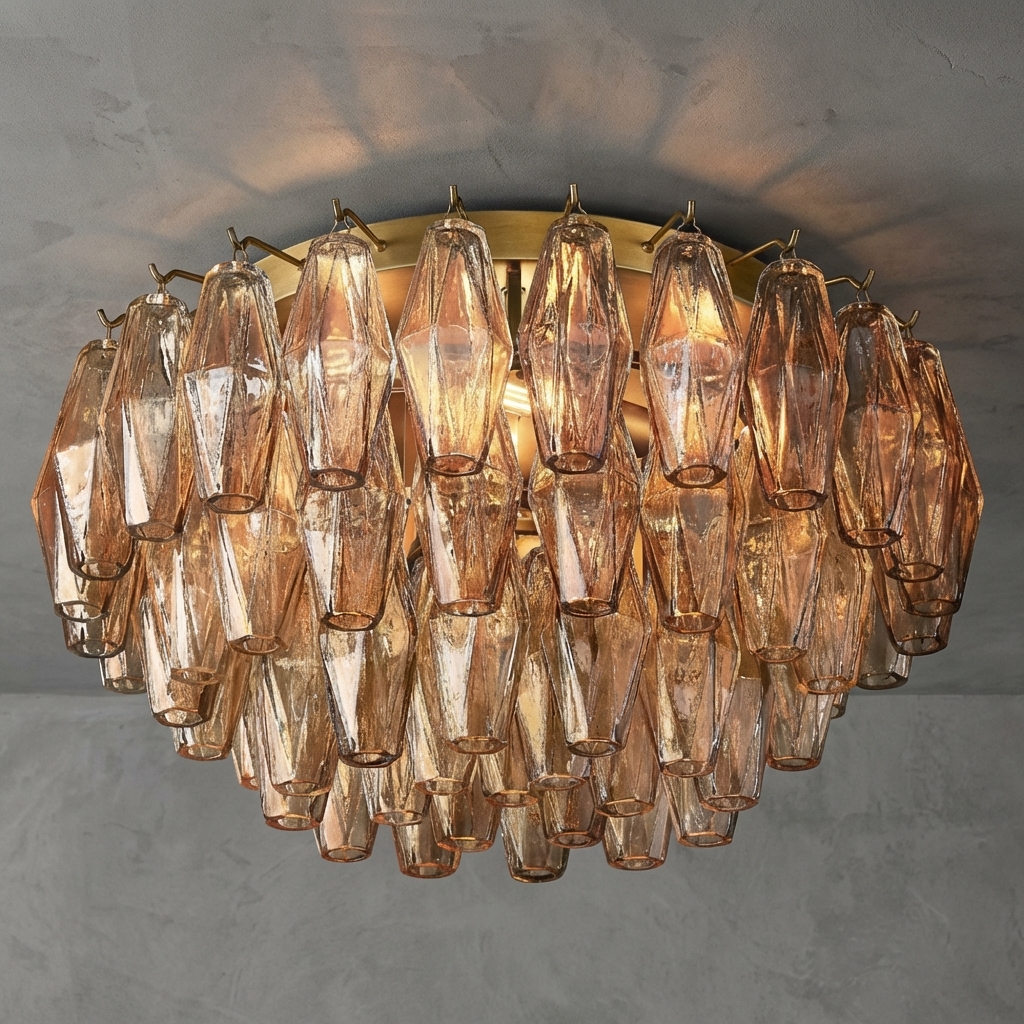 Poliedra  Smoke Glass Flushmount 22"