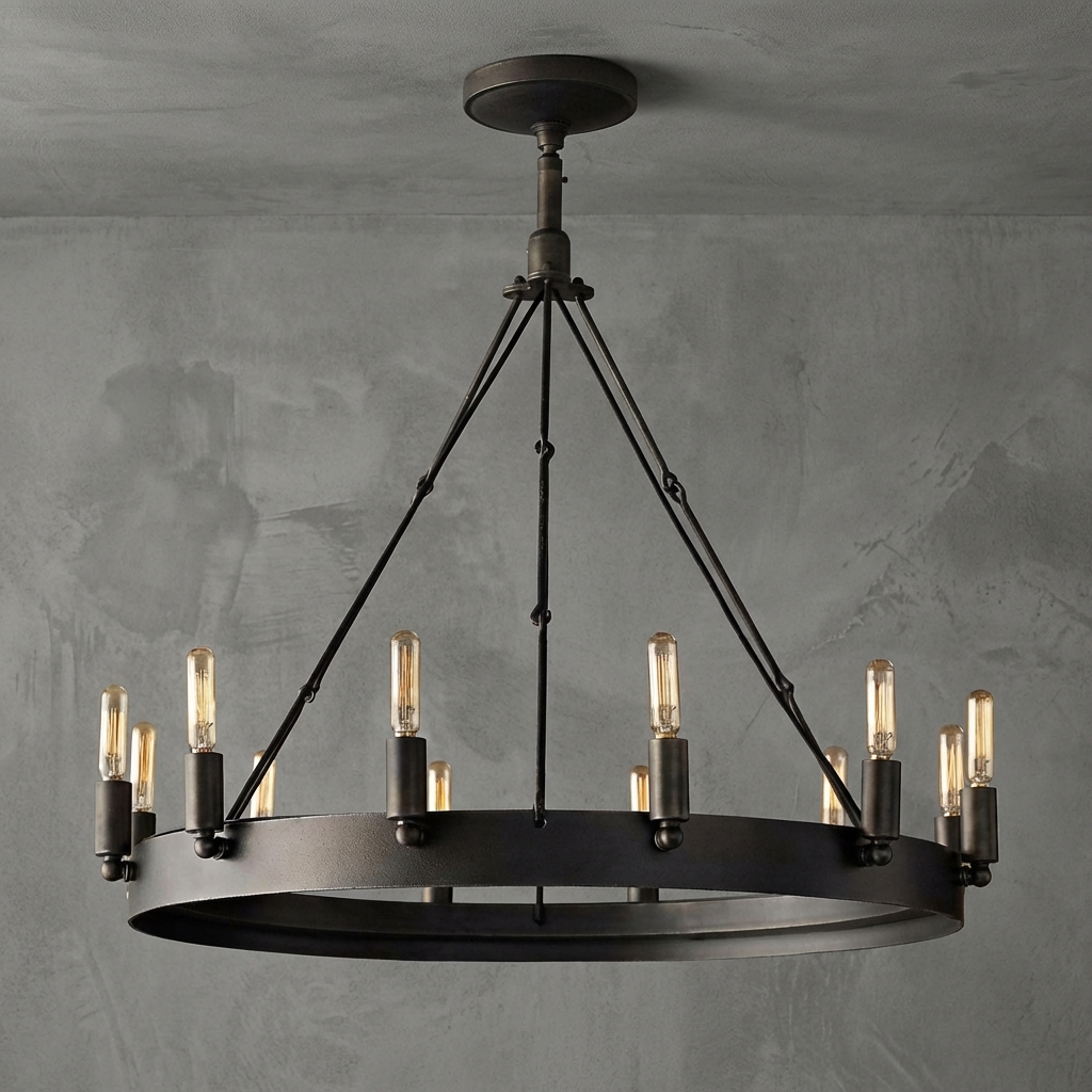Forge Noire Round Chandelier 26" 12-Lights