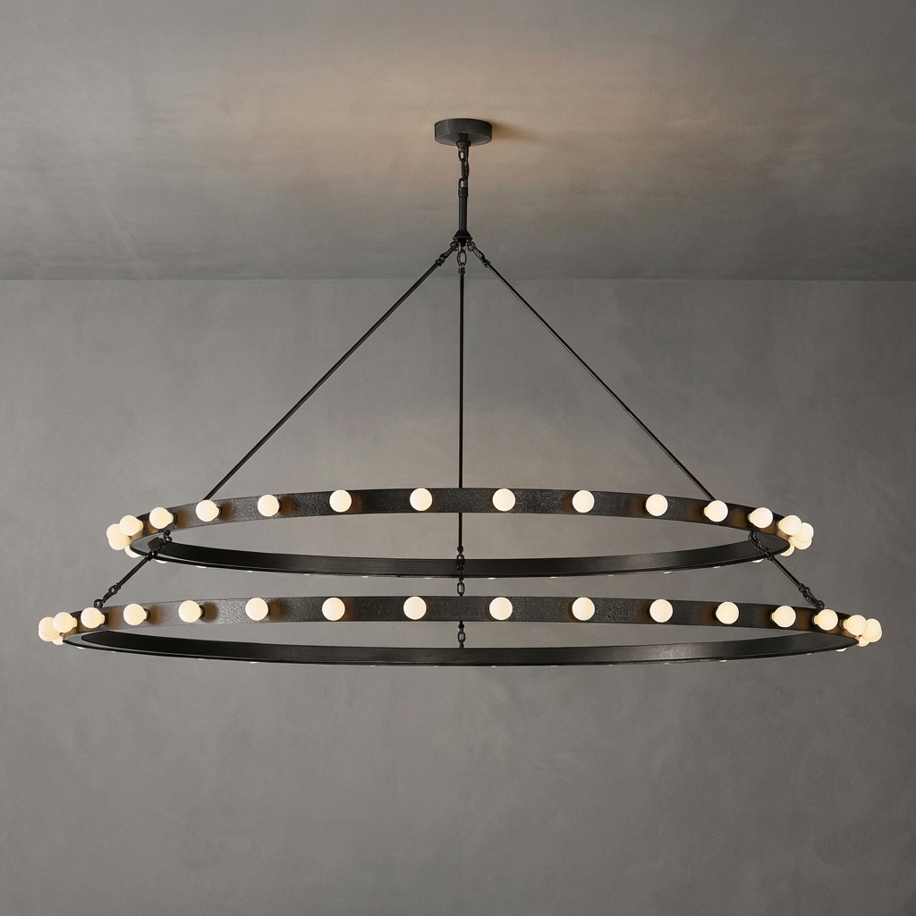 Orbière Round Two Tiered Chandelier 72"