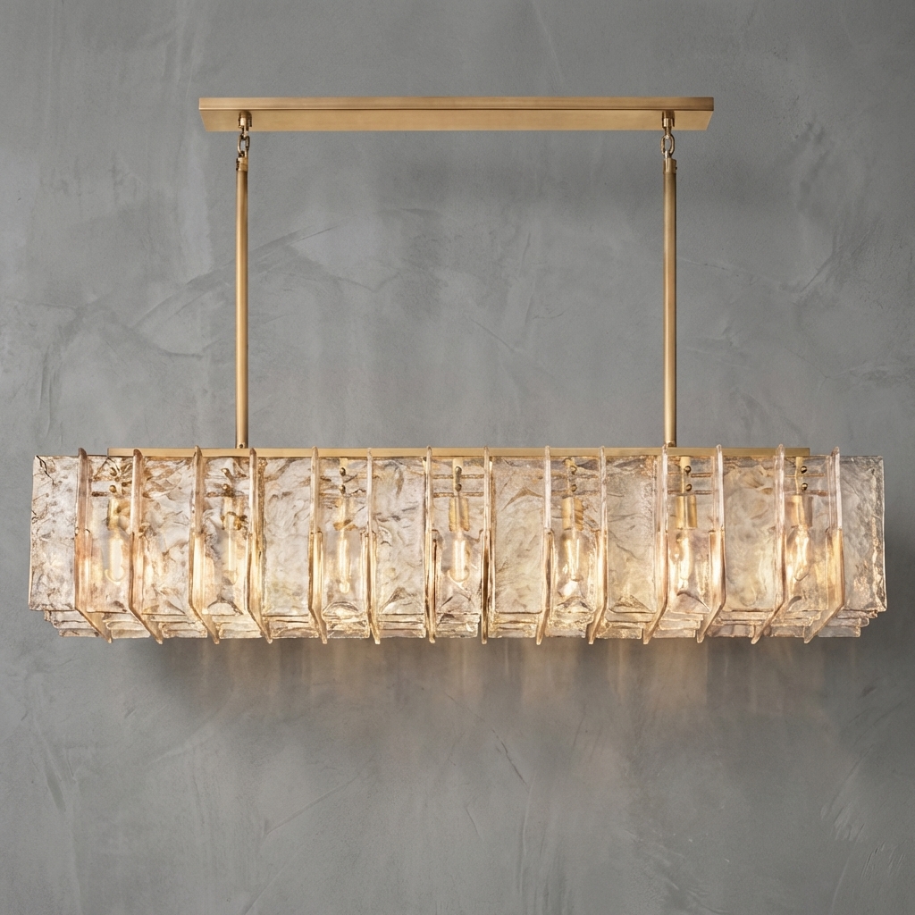 Glacière SMOKE GLASS LINEAR CHANDELIER 67"