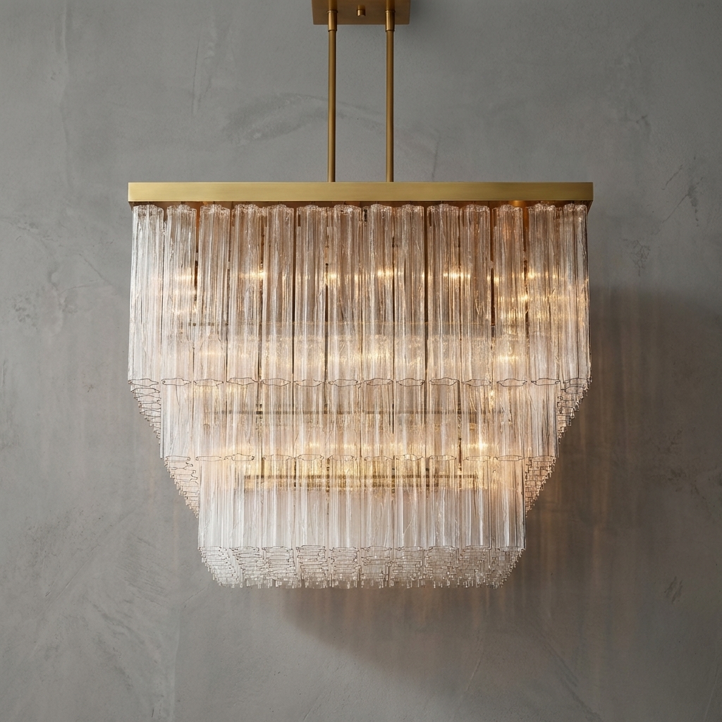 Cannelure Square Chandelier 45″ 25-Lights / 60‘’ （Customized）