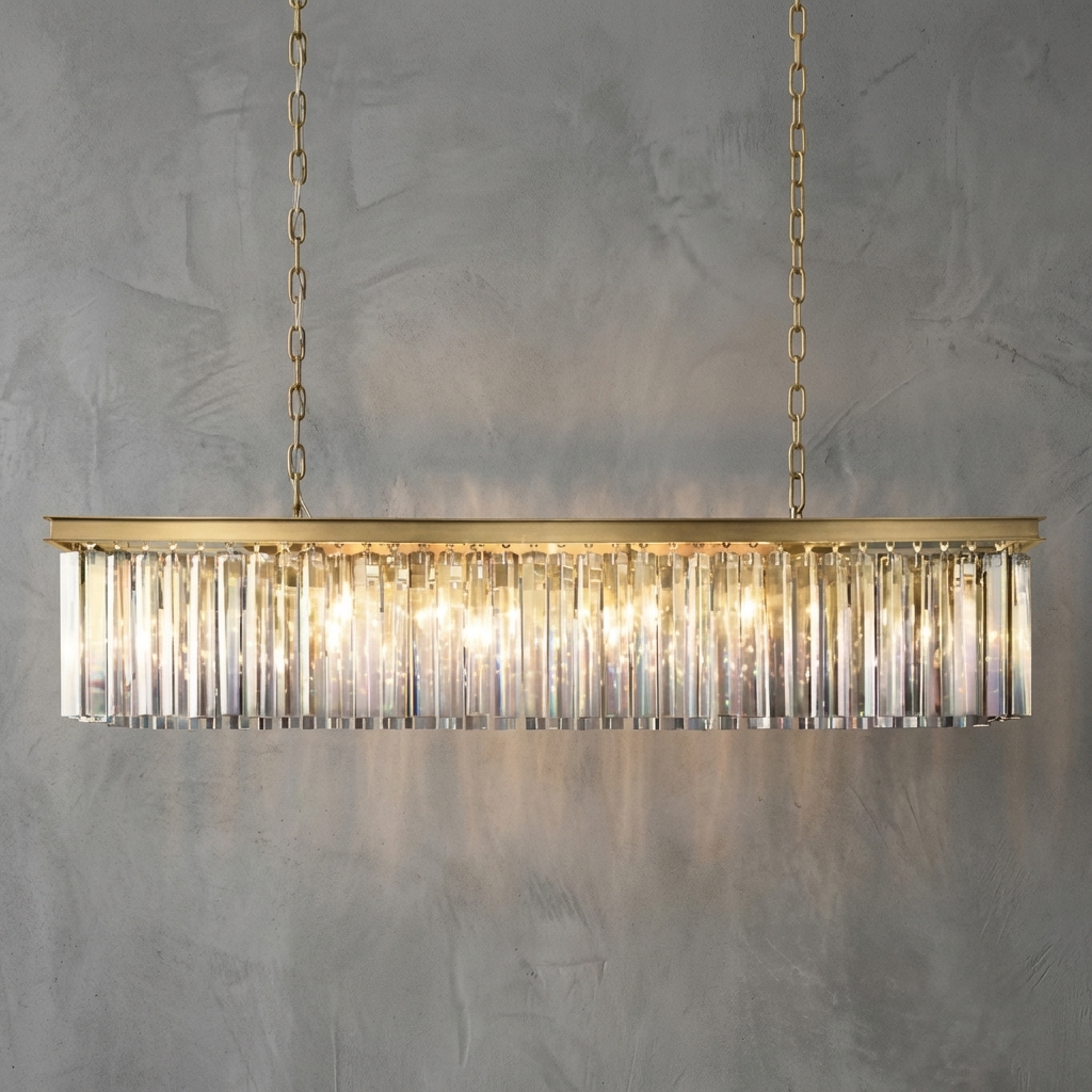 Prismatique Classicm Rhy Rectangular Chandelier 49"W/60"W