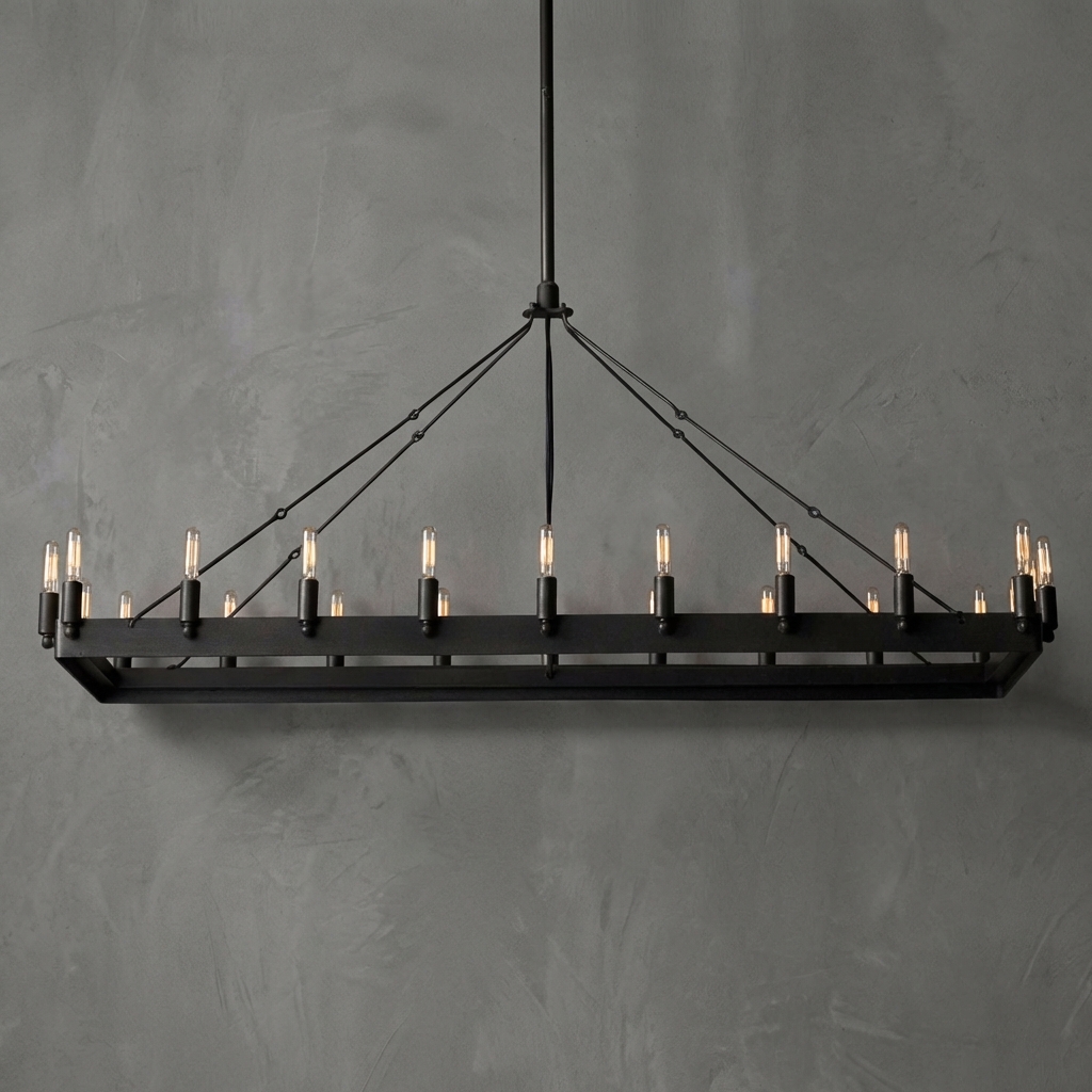 Forge Noire Rectangle Chandelier 52"L 41"L