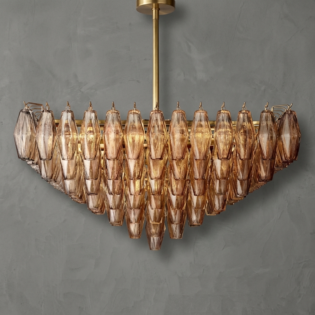 Poliedra Smoke Glass Square Chandelier 32"