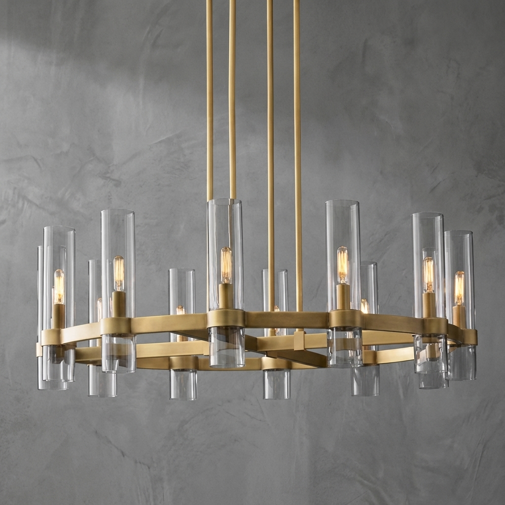 Anello Round Chandelier For Art Blown Glass 36"