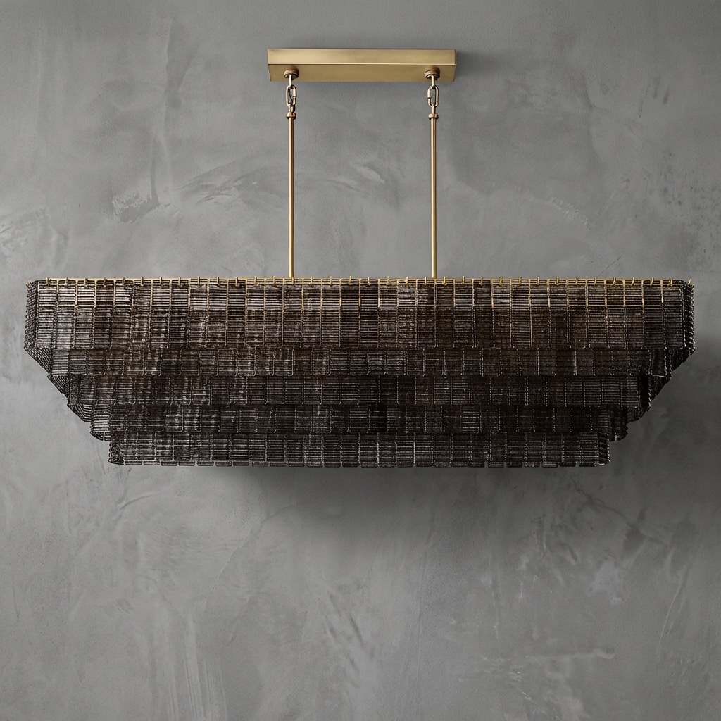 Tessara Glass Rectangular Chandelier 77"