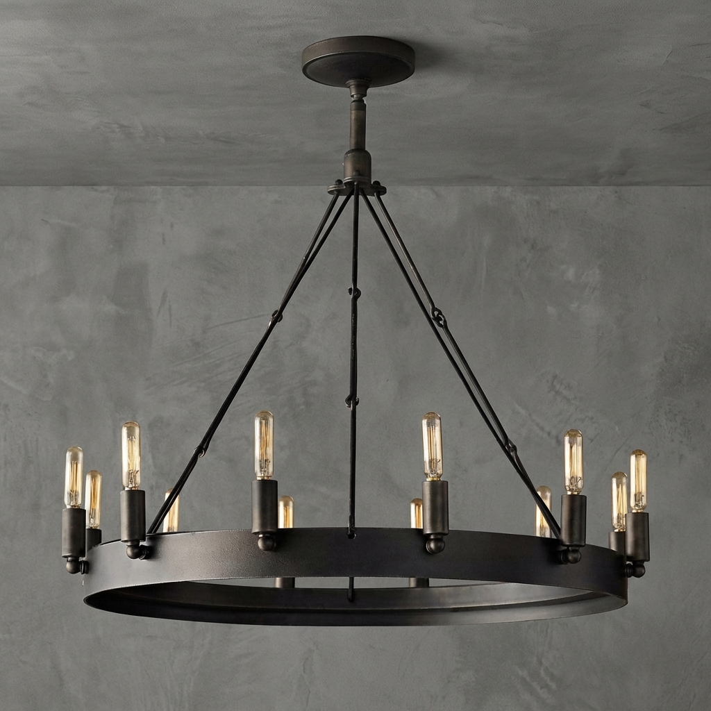 Forge Noire Round Chandelier 38" 18-Lights