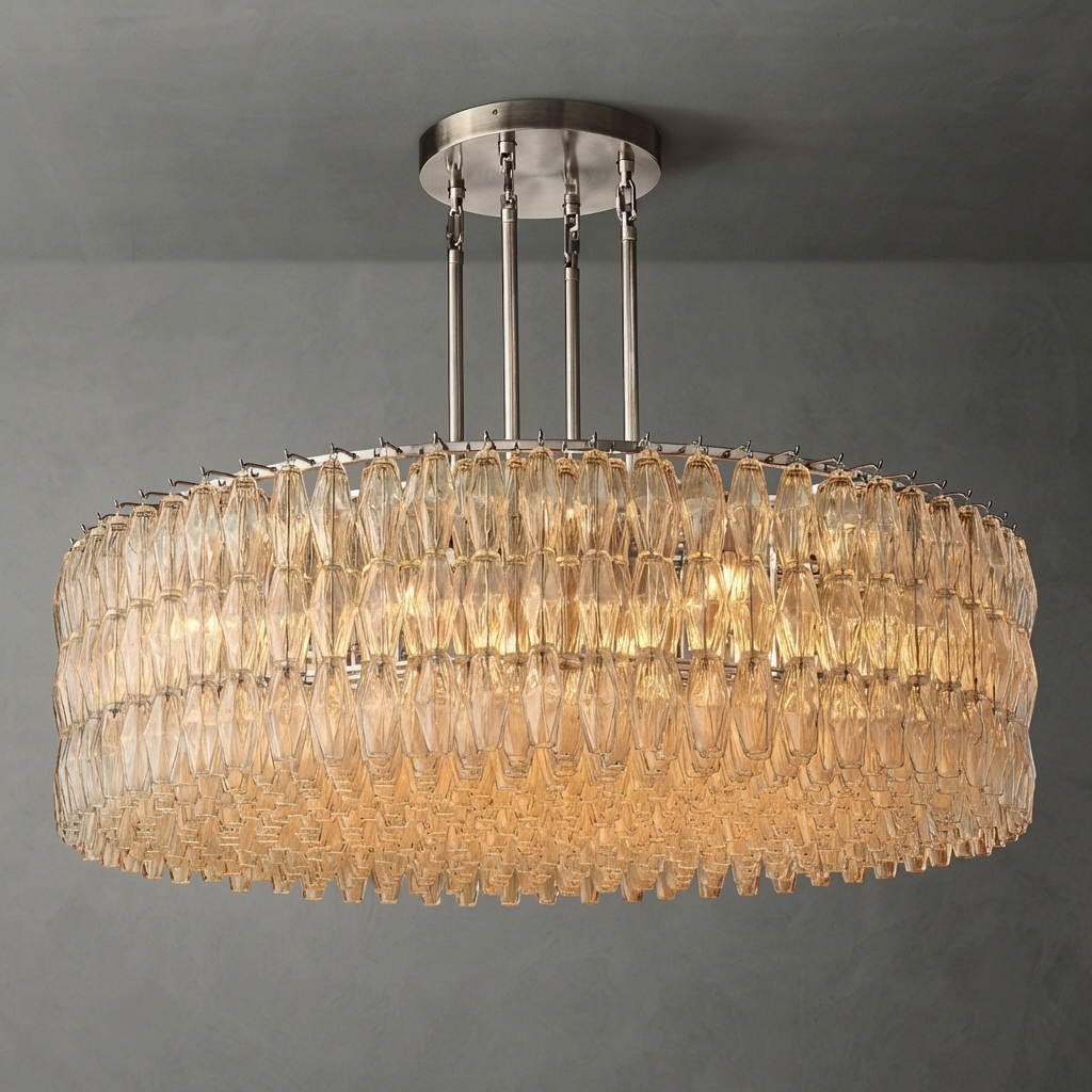Poliedra Glass Round Chandelier 61"