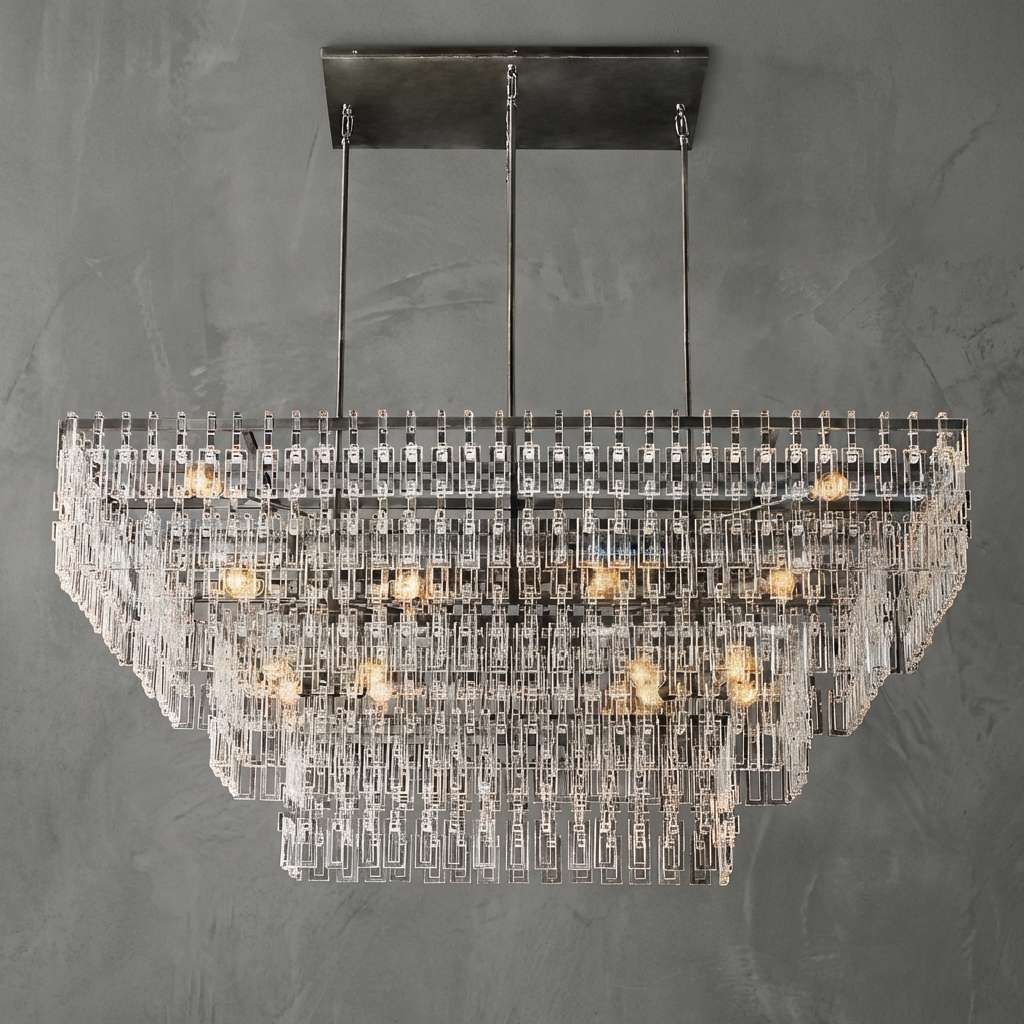 Chaînelle Multi-Tier Crystal Chain Rectangle Chandelier 60" 72"