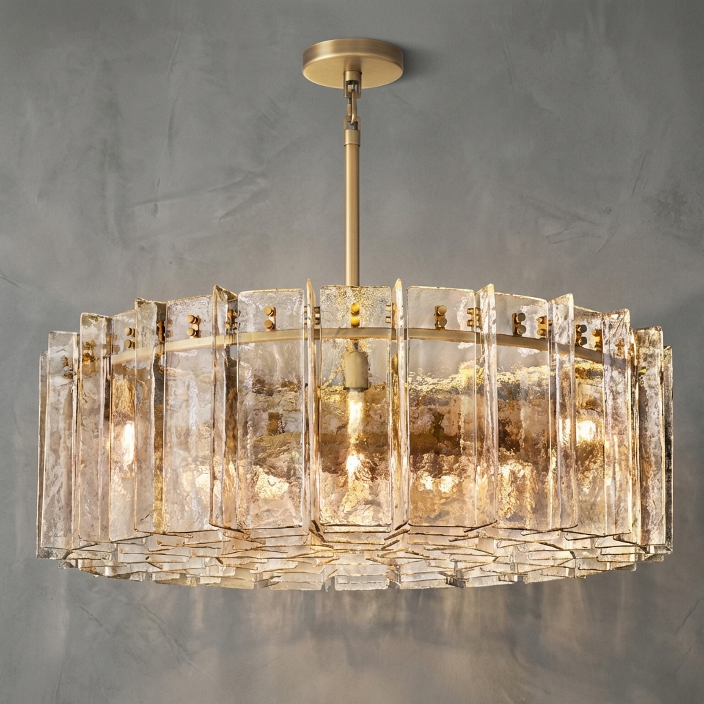 Glacière SMOKE GLASS ROUND CHANDELIER 48"