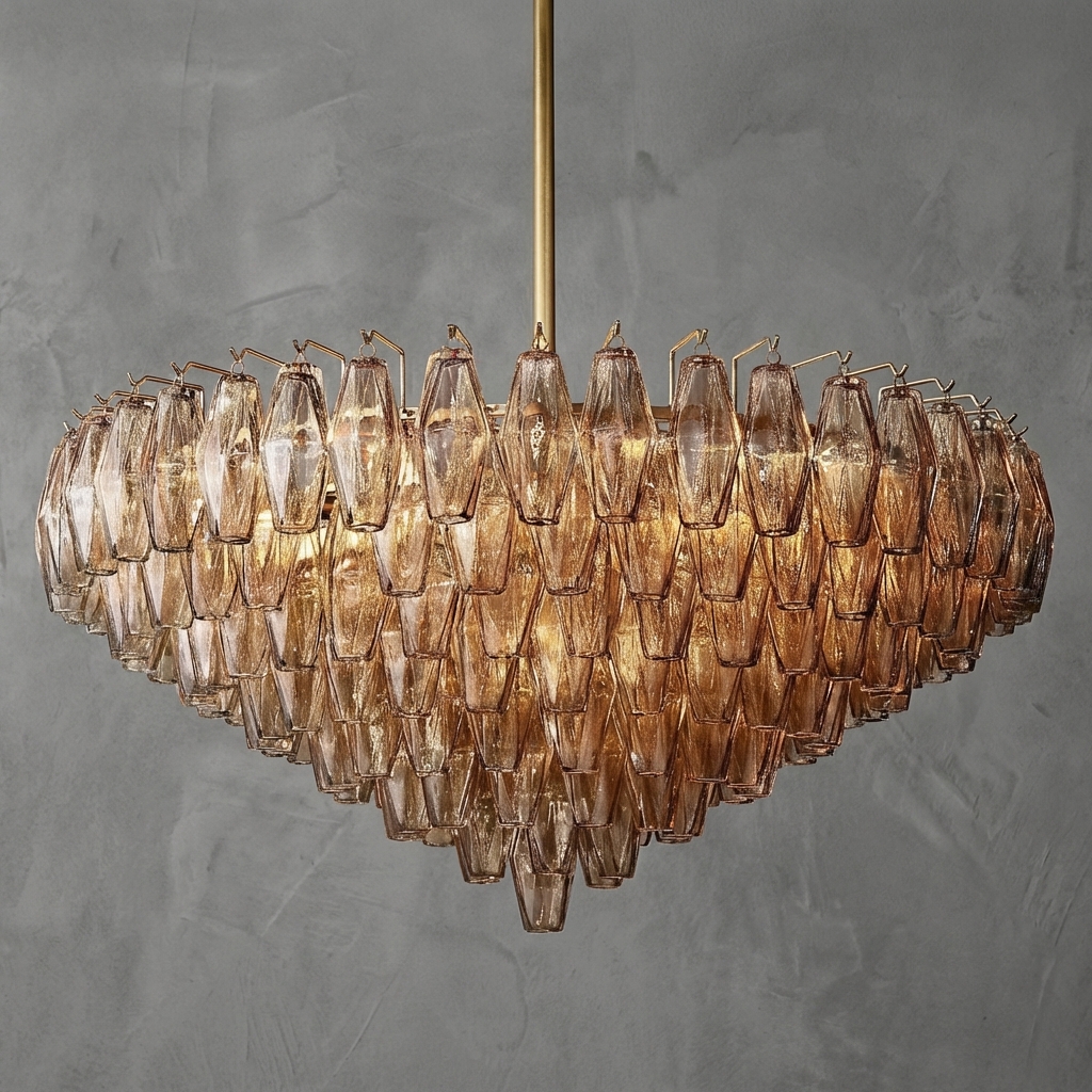 Poliedra Glass Multi-Tier Round Chandelier 37"
