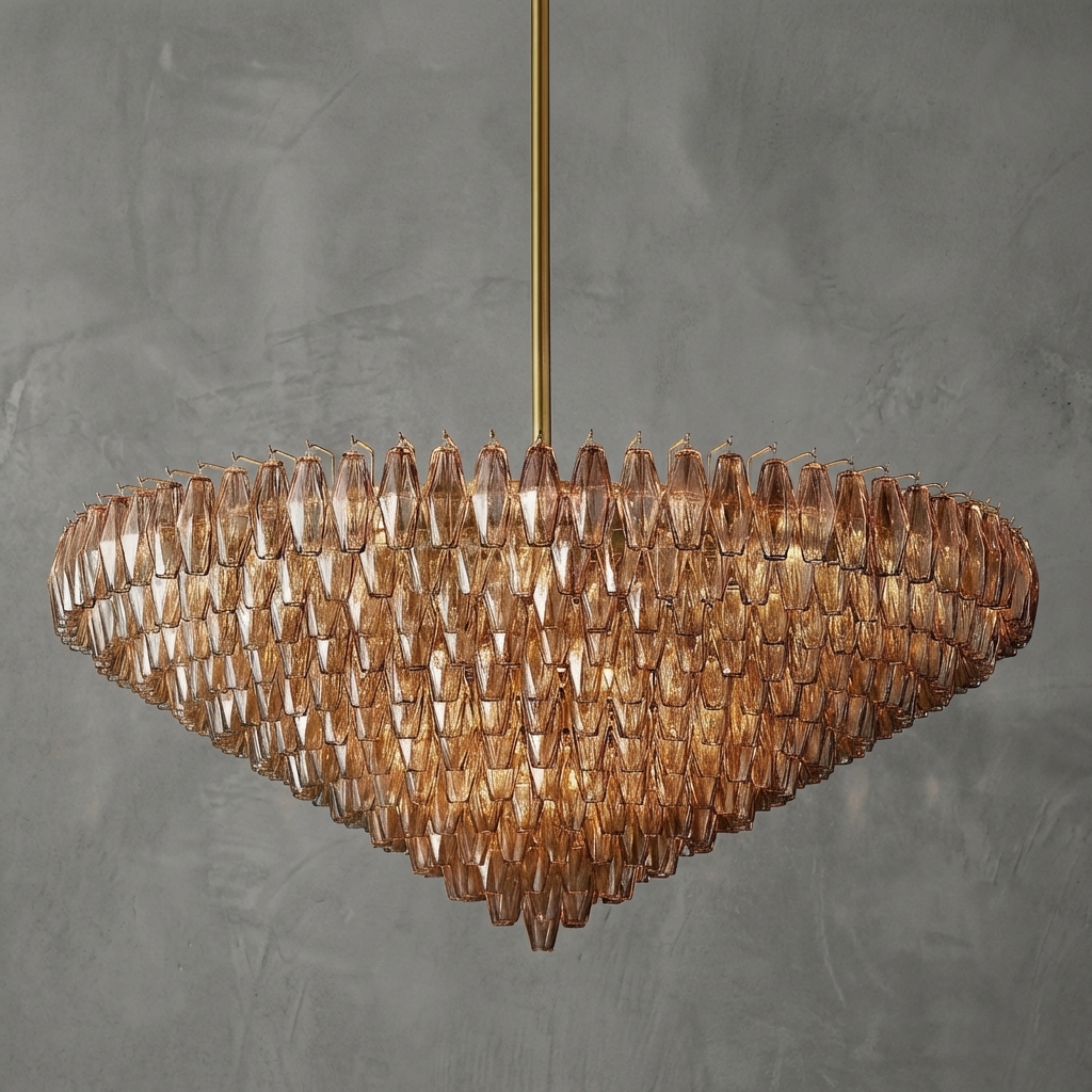 Poliedra Glass Multi-Tier Round Chandelier 61"