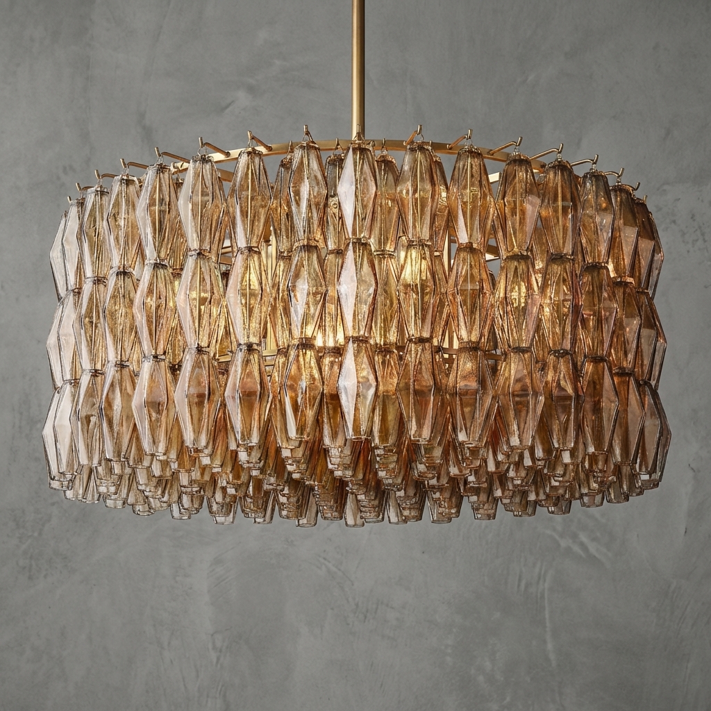 Poliedra Glass Round Chandelier 37"