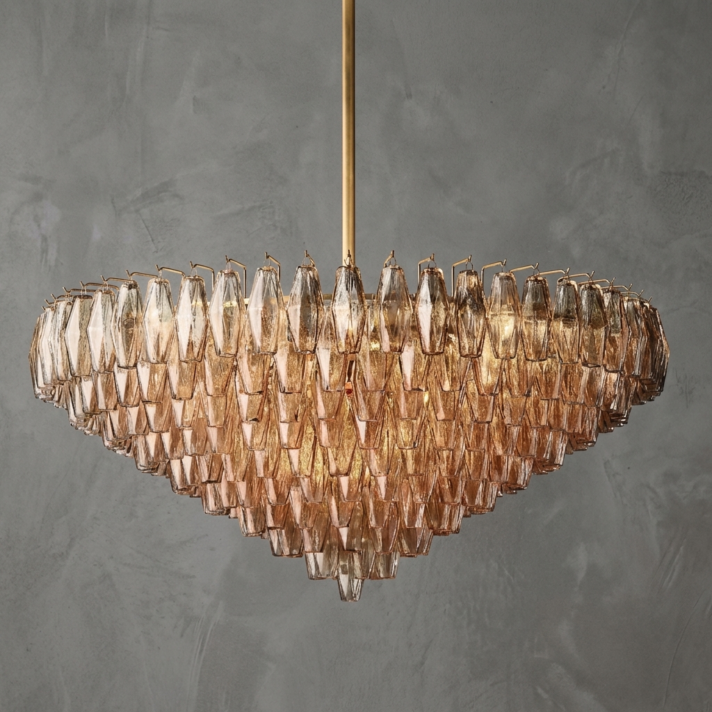 Poliedra Glass Multi-Tier Round Chandelier 47"