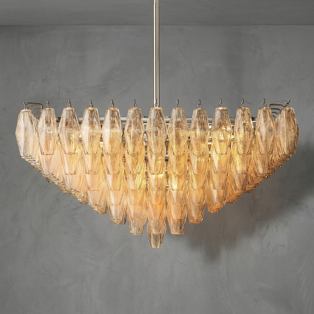 Poliedra Glass Multi-Tier Square Chandelier 32"SQ