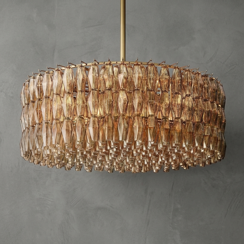 Poliedra Glass Round Chandelier 47"