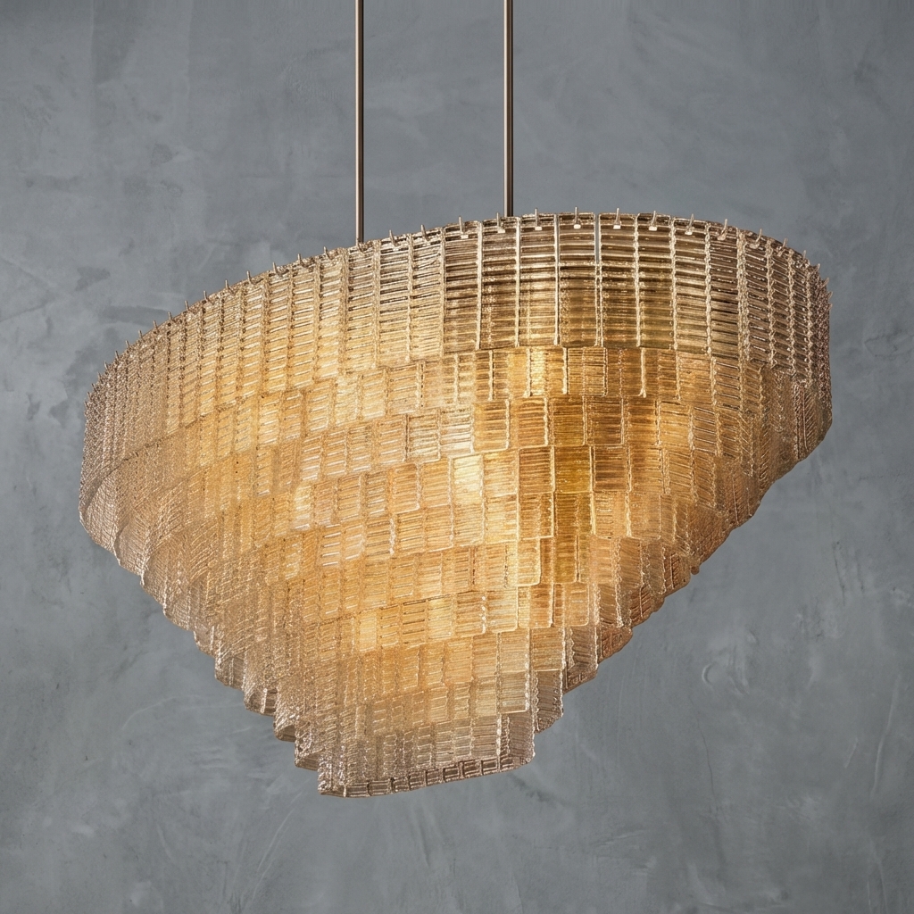 Tessara Glass OVAL Chandelier 65"