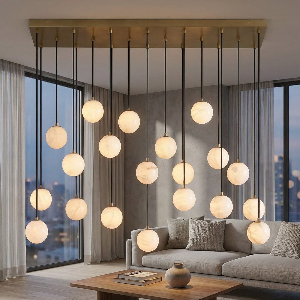 Raina Alabaster Linear Multi Globe Chandelier (46")