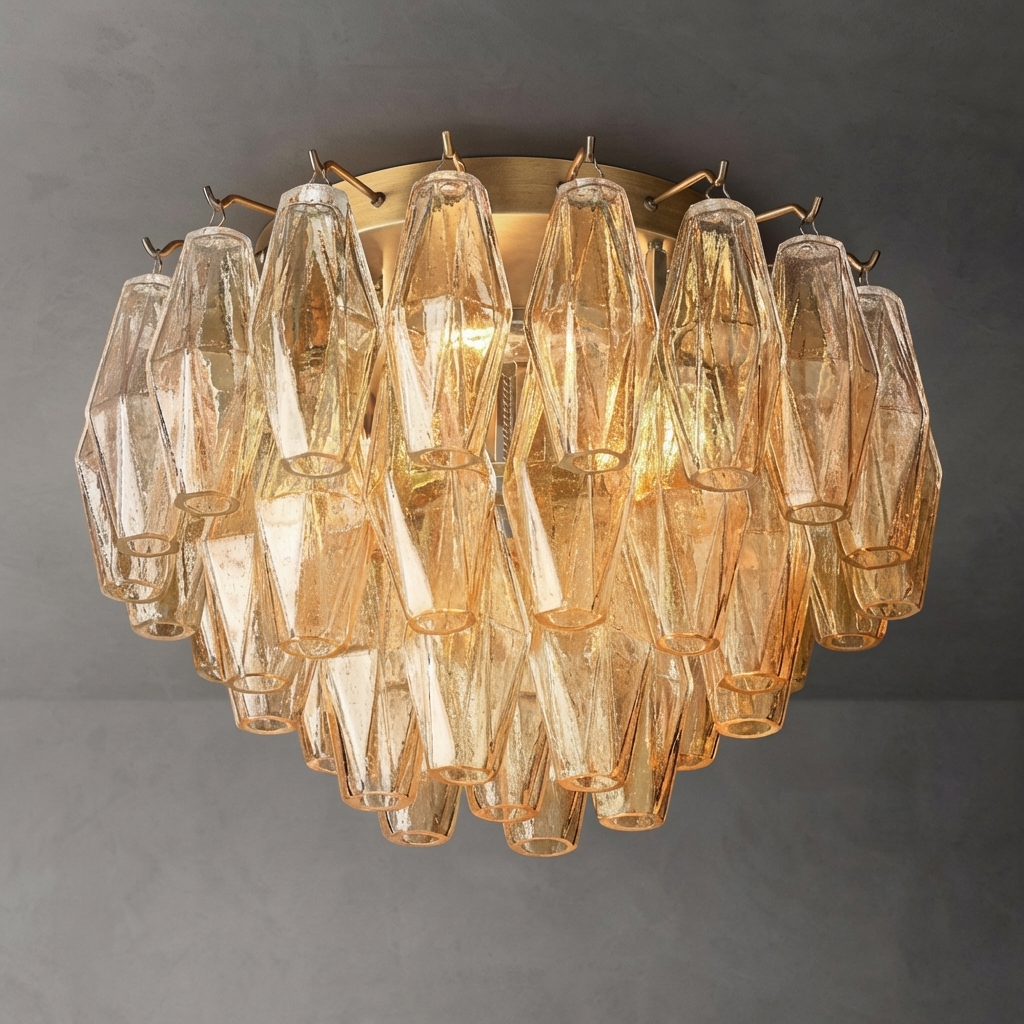Poliedra Clear Glass Flushmount 17"