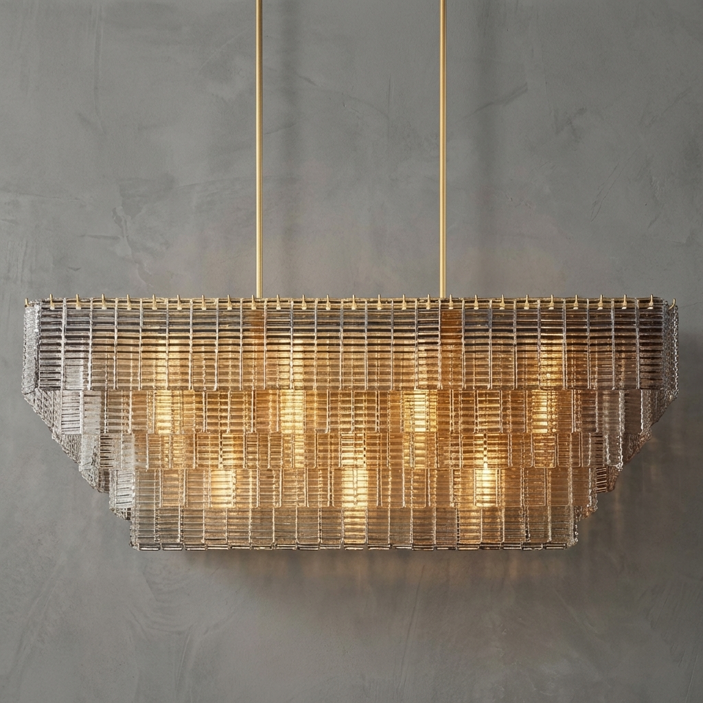 Tessara Clear Glass Rectangle Chandelier 59"